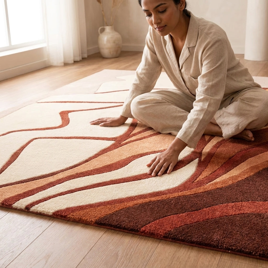 Hand Tufted Multicolor Patchwork Style Wool Rug - View 4