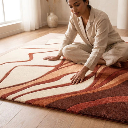 Hand Tufted Multicolor Patchwork Style Wool Rug - View 4
