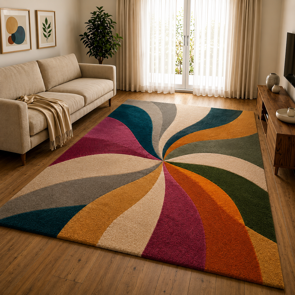 Hand Tufted Transitional Floral Medallion Wool Rug - View 7