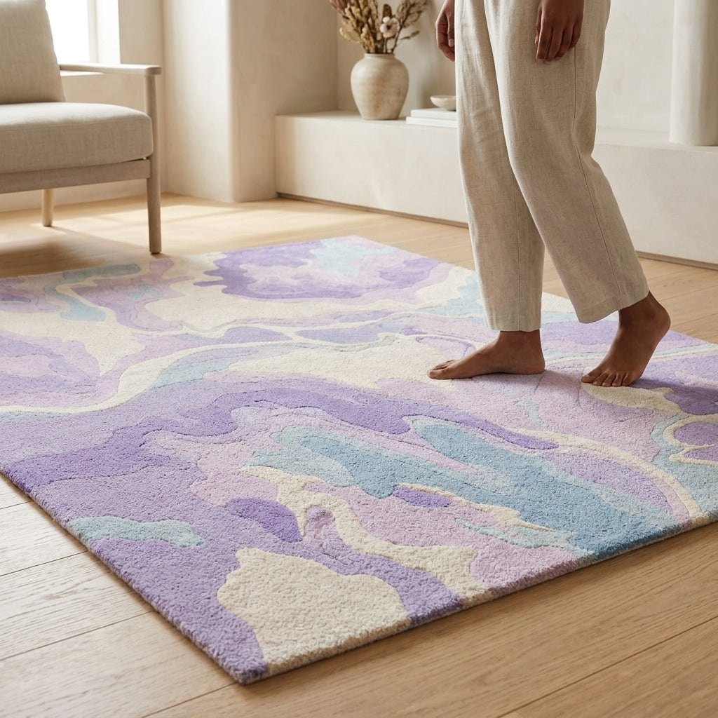 Hand Tufted Natural Beige Solid Wool Carpet - View 4