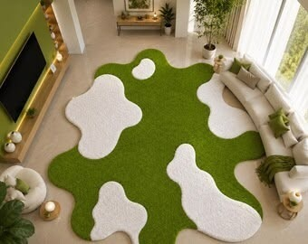Olive Green Abstract hand-tufted rug, image 1