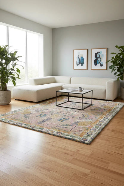 Persian Hand Tufted Wool Carpet 11 | Tabriz Design | Natural Wool Anti-Skid Latex Backing – View 4
