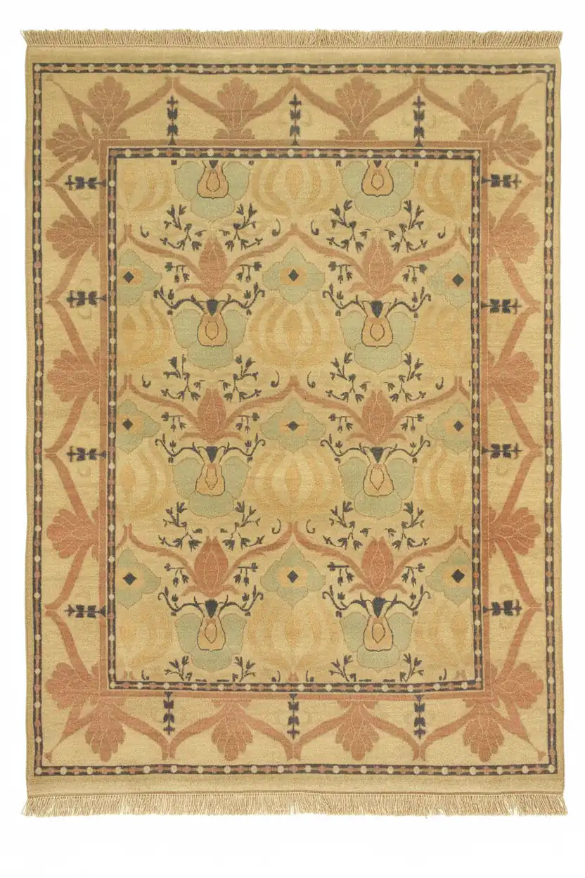 Persian Hand Tufted Wool Carpet 6 | Prayer Niche Design | Natural Wool Anti-Skid Latex Backing – View 5