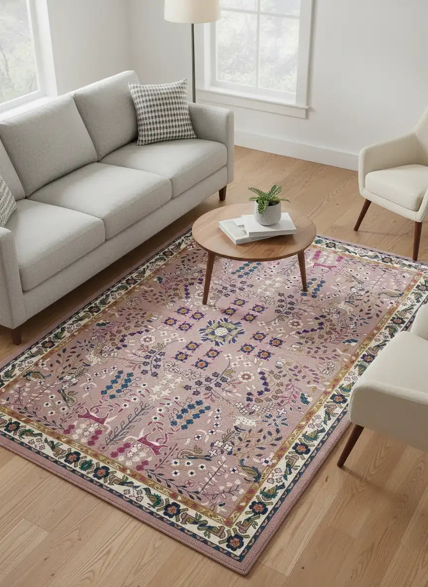 Persian Hand Tufted Wool Carpet 25 | Royal Court Design | Natural Wool Anti-Skid Latex Backing – View 4