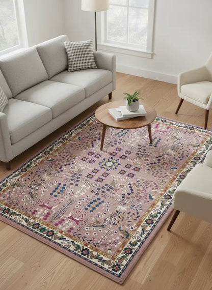 Persian Hand Tufted Wool Carpet 25 | Royal Court Design | Natural Wool Anti-Skid Latex Backing – View 4