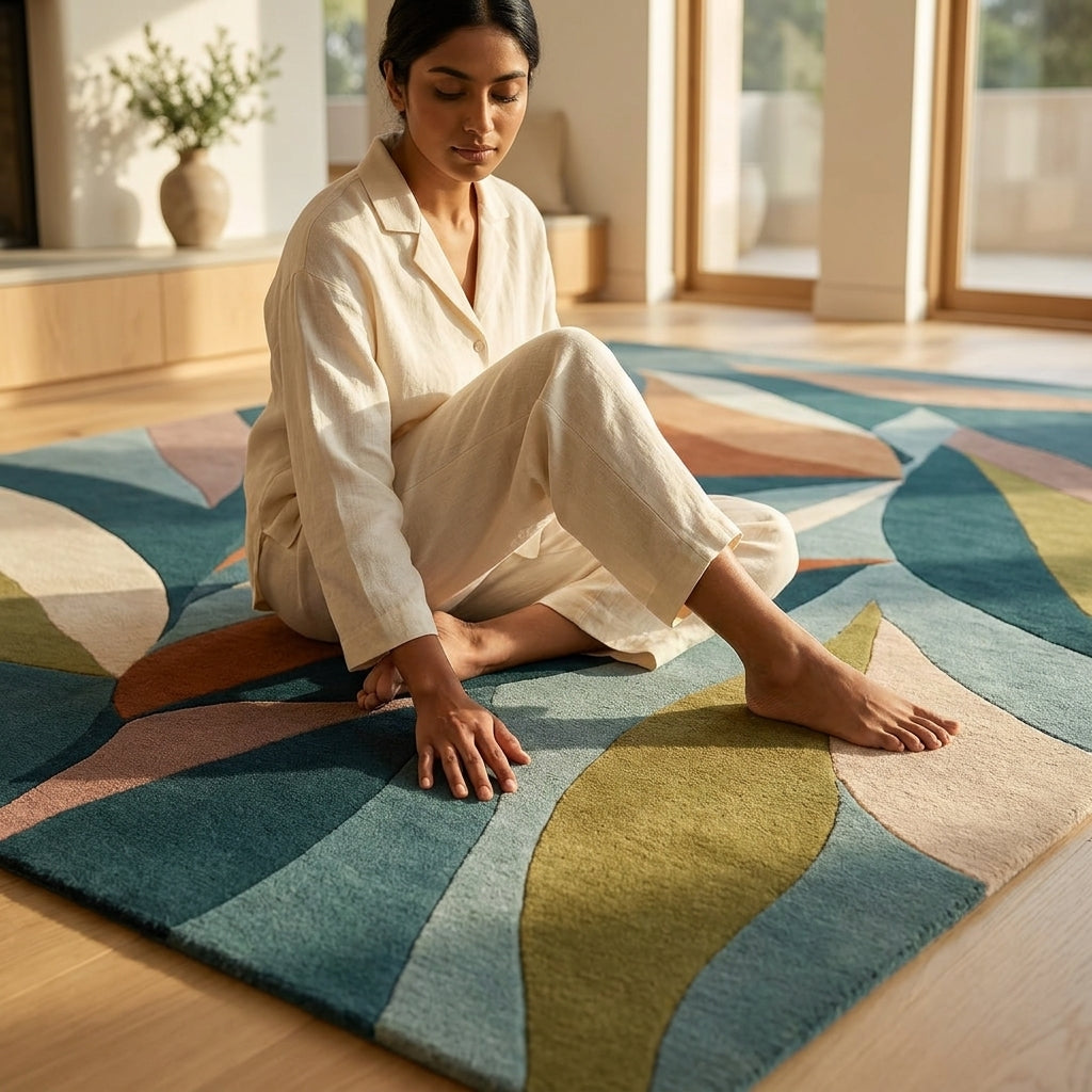 Hand Tufted Blush Pink Solid Luxury Wool Rug - View 2