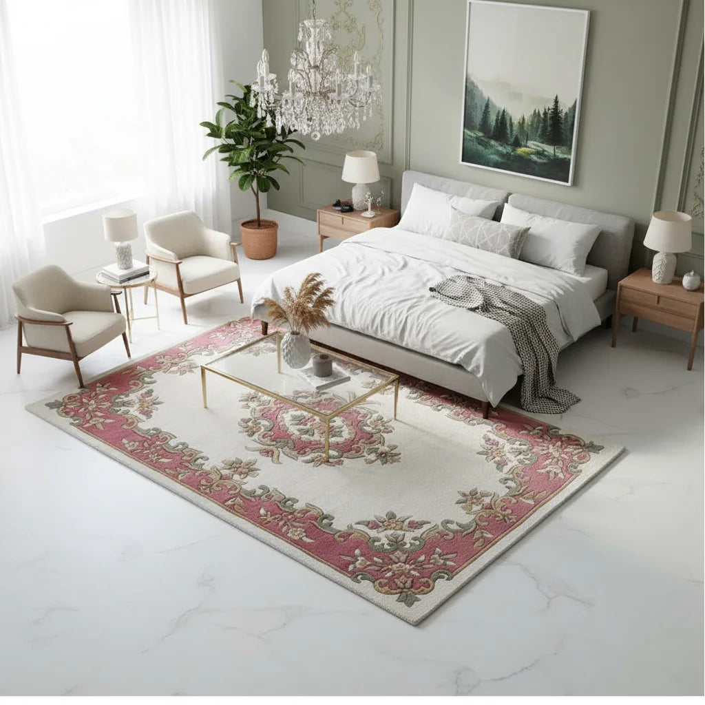 Persian Hand Tufted Wool Carpet 4 | Hunting Scene Design | Natural Wool Anti-Skid Latex Backing – View 6