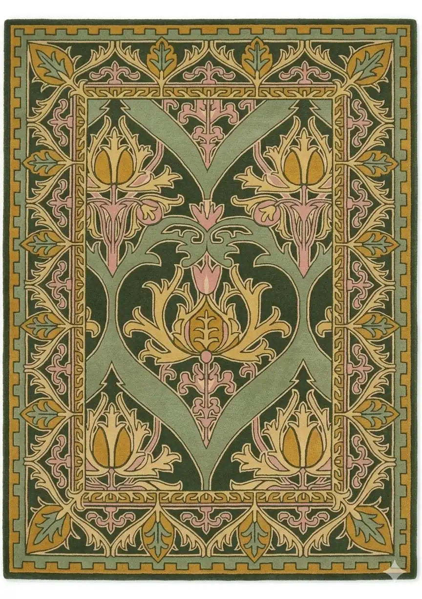 Persian Hand Tufted Wool Carpet 23 | Tribal Design | Natural Wool Anti-Skid Latex Backing