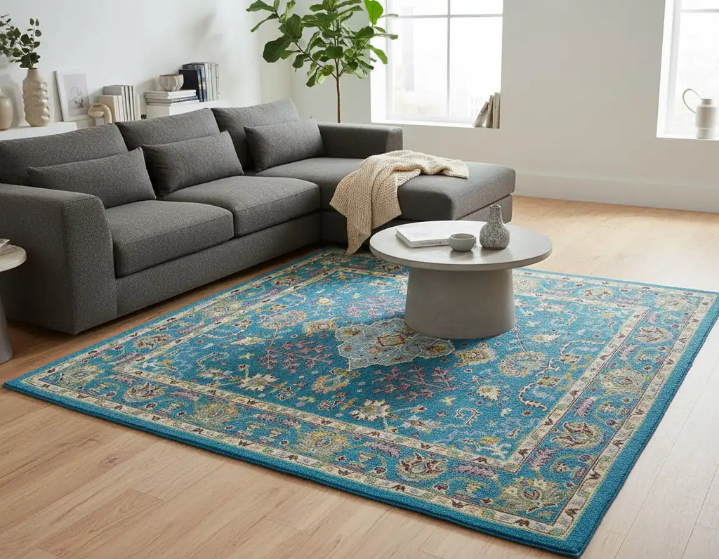 Persian Hand Tufted Wool Carpet 24 | Silk Road Design | Natural Wool Anti-Skid Latex Backing – View 6