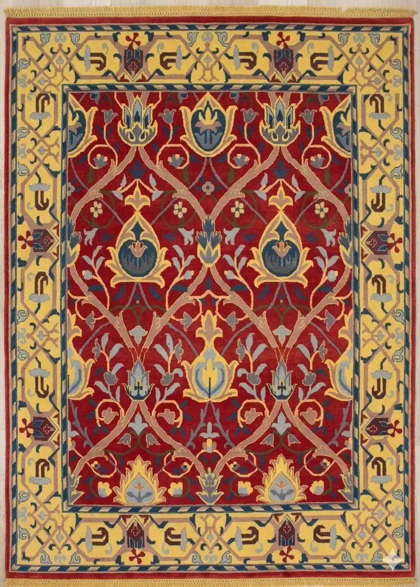 Persian Hand Tufted Wool Carpet 26 | Pomegranate Design | Natural Wool Anti-Skid Latex Backing