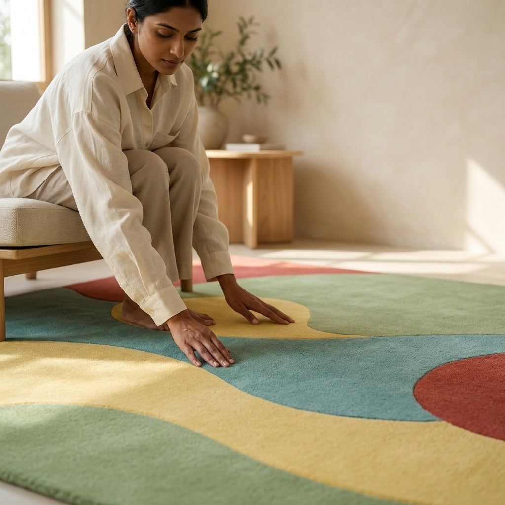 Hand Tufted Pastel Floral Soft Wool Area Rug - View 3