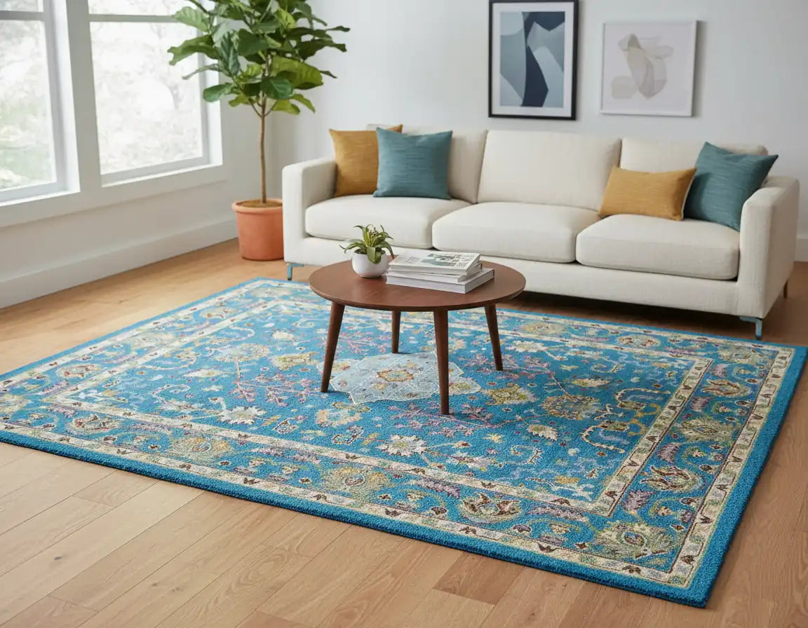 Persian Hand Tufted Wool Carpet 24 | Silk Road Design | Natural Wool Anti-Skid Latex Backing – View 3