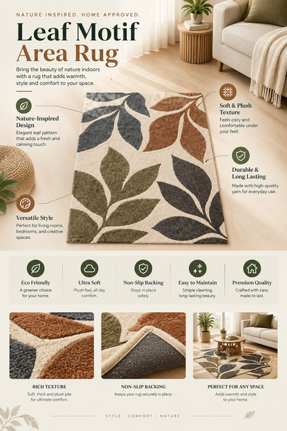 Modern Botanical Leaves hand-tufted rug, image 8