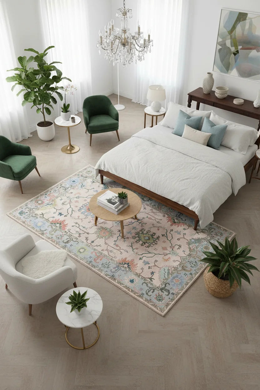 Persian Hand Tufted Wool Carpet 7 | Geometric Design | Natural Wool Anti-Skid Latex Backing – View 7
