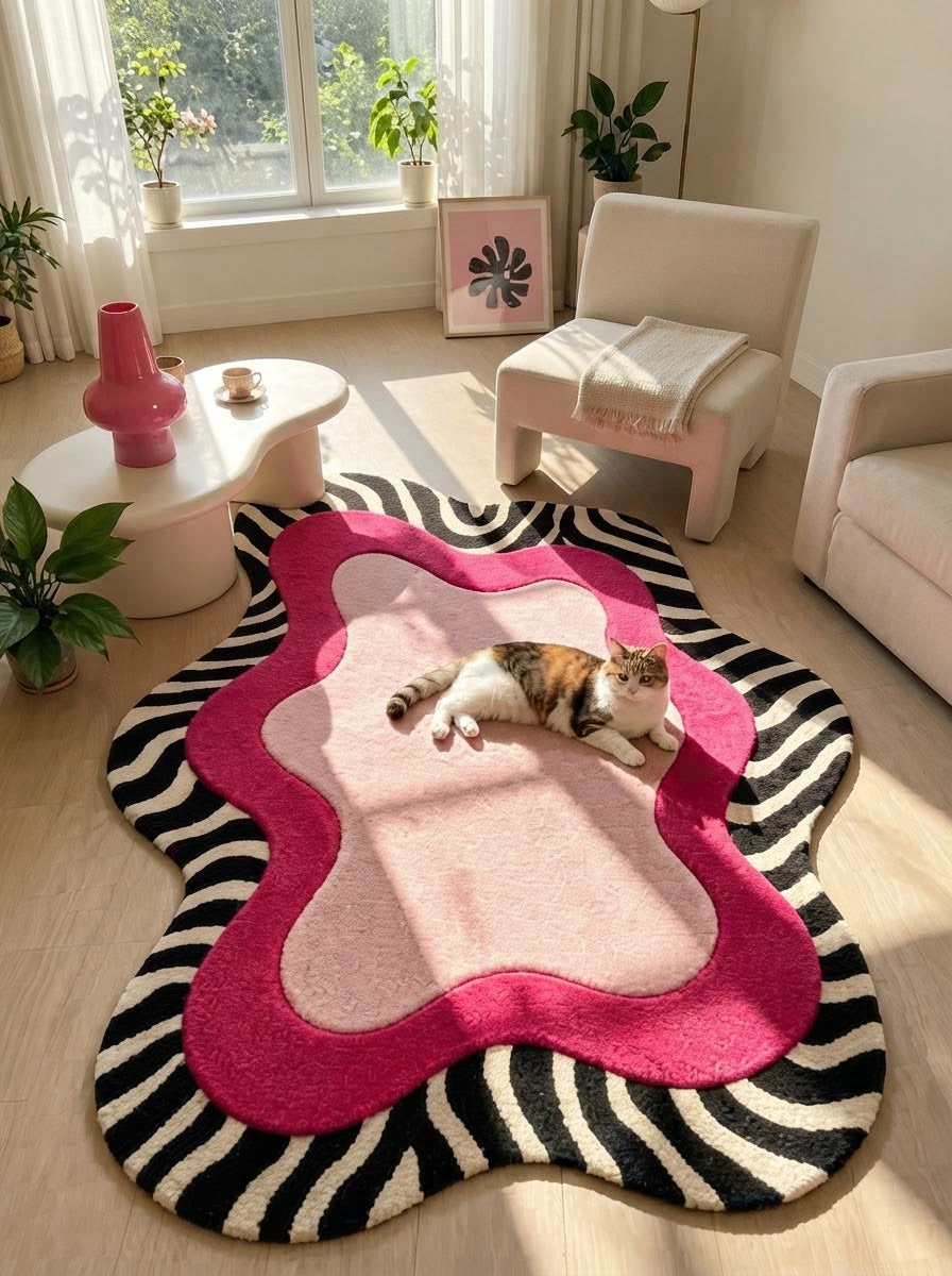 Pink Zebra Accent hand-tufted rug, image 2