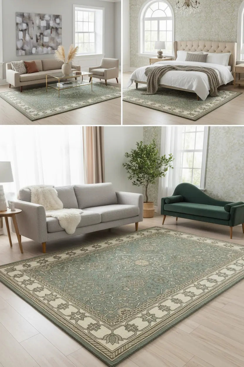 Persian Hand Tufted Wool Carpet 19 | Persian Garden Design | Natural Wool Anti-Skid Latex Backing – View 2