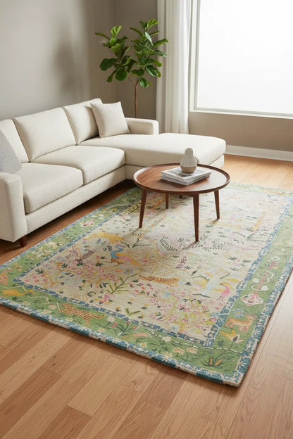 Persian Hand Tufted Wool Carpet 14 | Ziegler Design | Natural Wool Anti-Skid Latex Backing – View 3