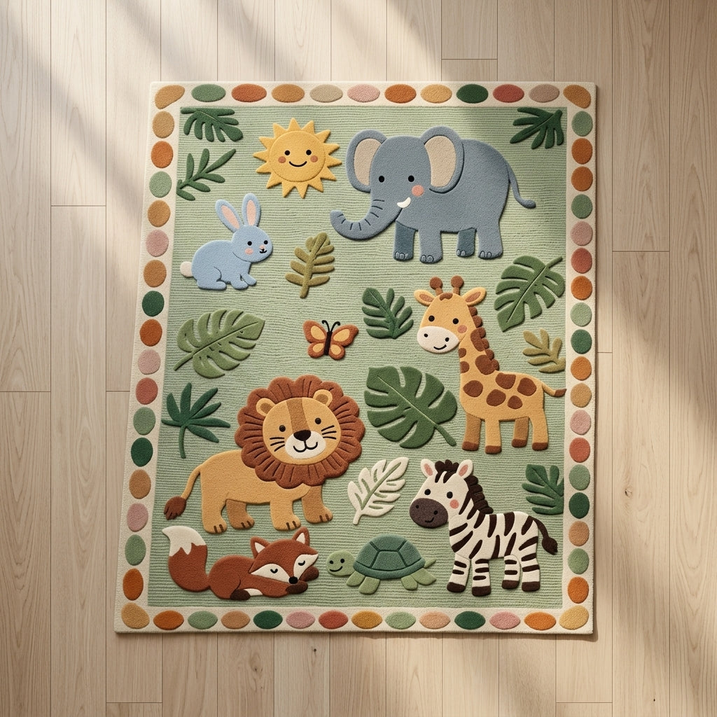 Hand Tufted Celestial Star Pattern Wool Carpet - View 4