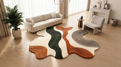 Earth Tone Abstract Waves hand-tufted rug, image 4
