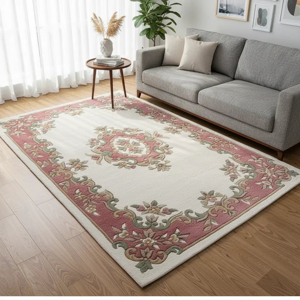 Persian Hand Tufted Wool Carpet 4 | Hunting Scene Design | Natural Wool Anti-Skid Latex Backing – View 2