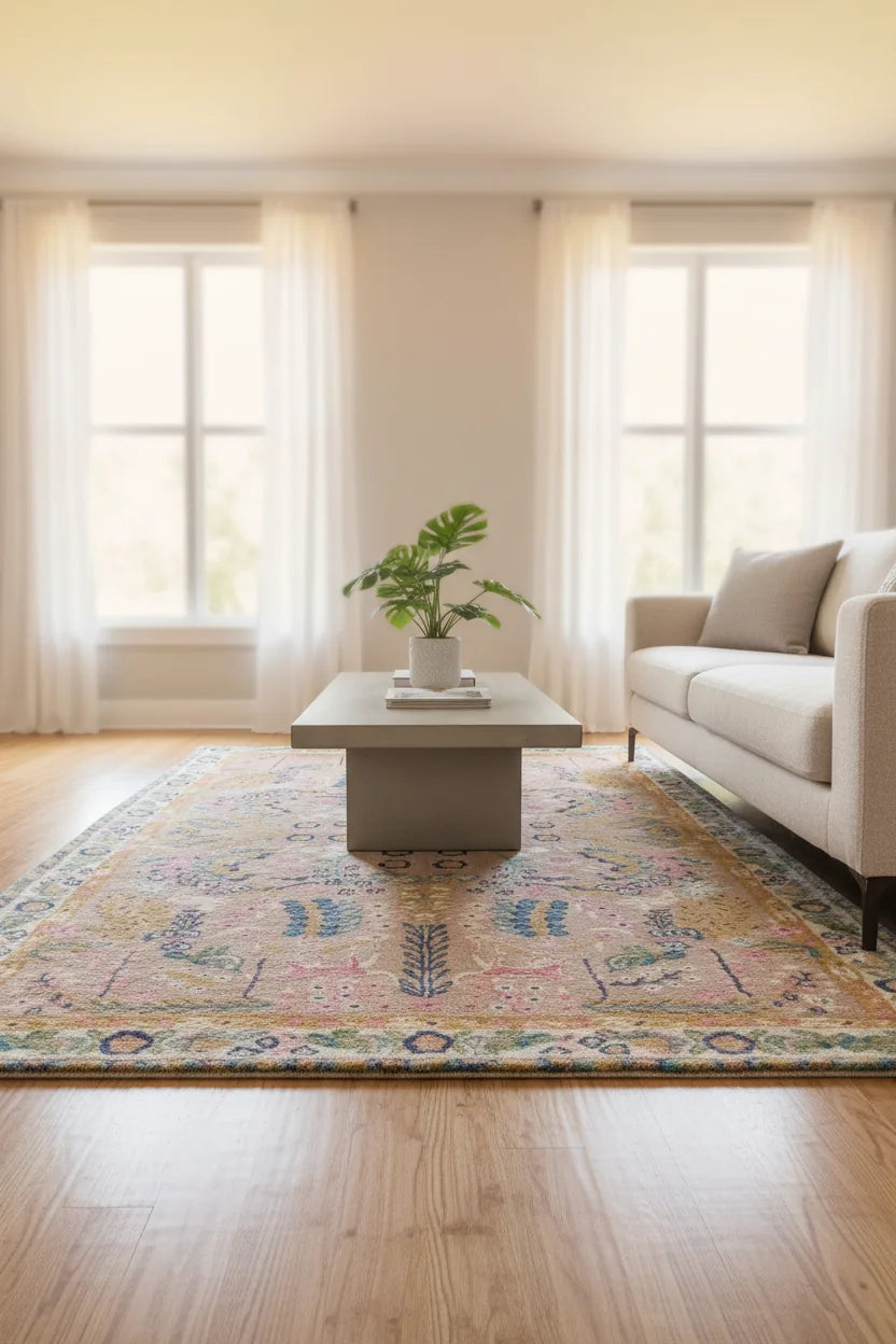 Persian Hand Tufted Wool Carpet 11 | Tabriz Design | Natural Wool Anti-Skid Latex Backing – View 2