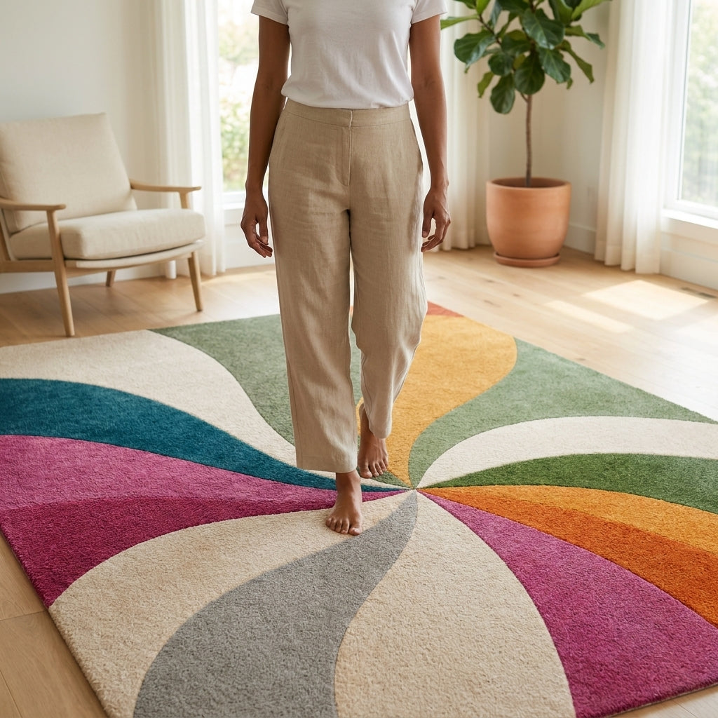 Hand Tufted Transitional Floral Medallion Wool Rug - View 3