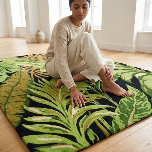 Hand Tufted Blue Ombre Gradient Wool Area Rug - View 2