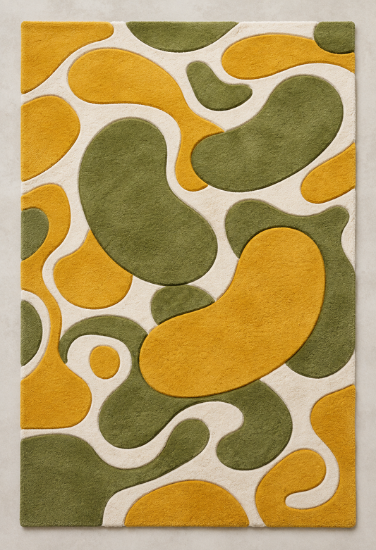 Olive and Mustard Botanical hand-tufted rug, image 3