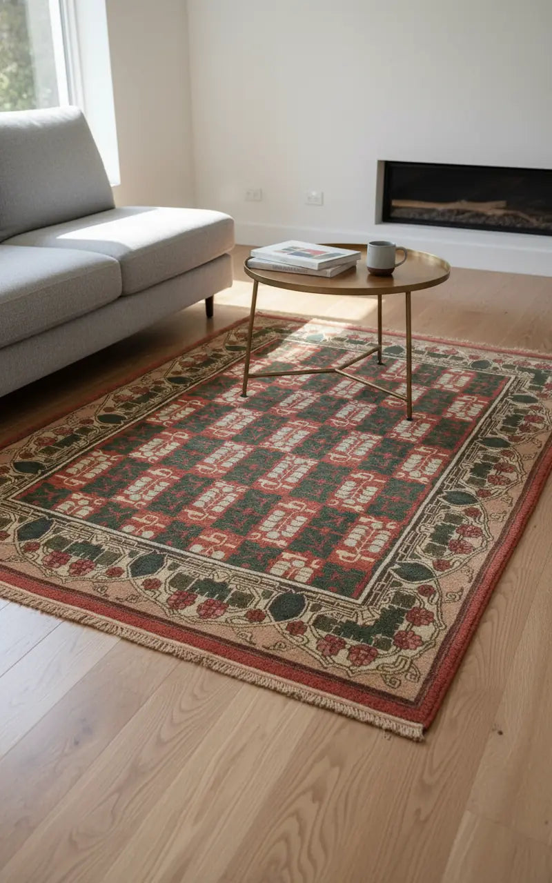 Persian Hand Tufted Wool Carpet 10 | Isfahan Design | Natural Wool Anti-Skid Latex Backing – View 4