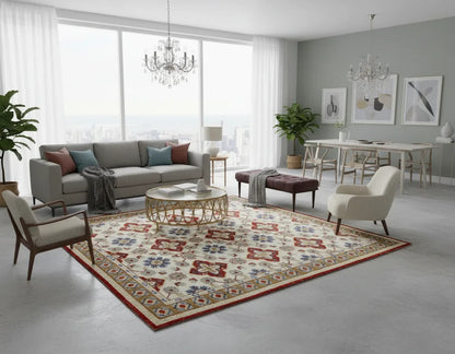 Persian Hand Tufted Wool Carpet 12 | Qashqai Design | Natural Wool Anti-Skid Latex Backing – View 7