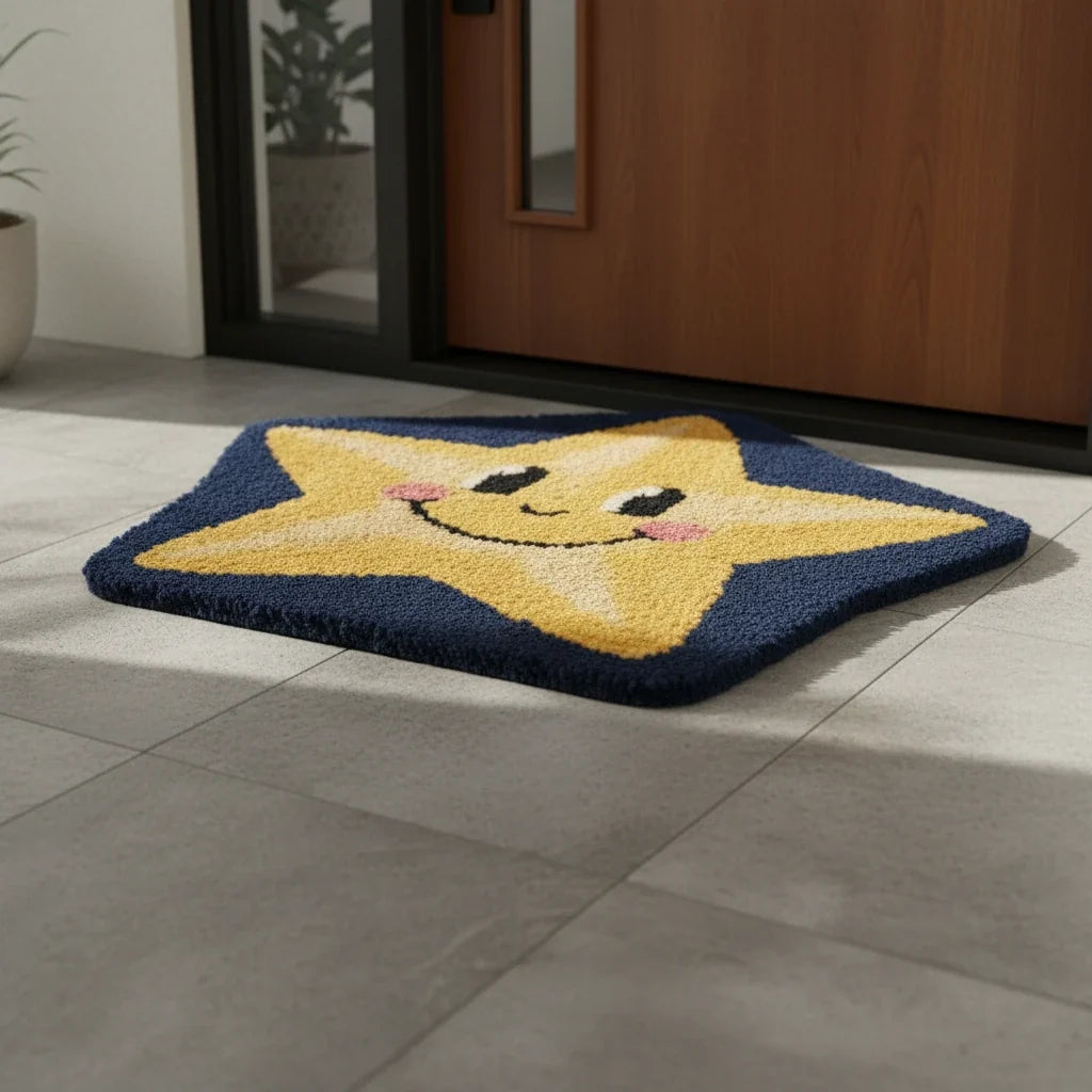 Hand Tufted Cartoon Star Shaped Wool Doormat - View 3