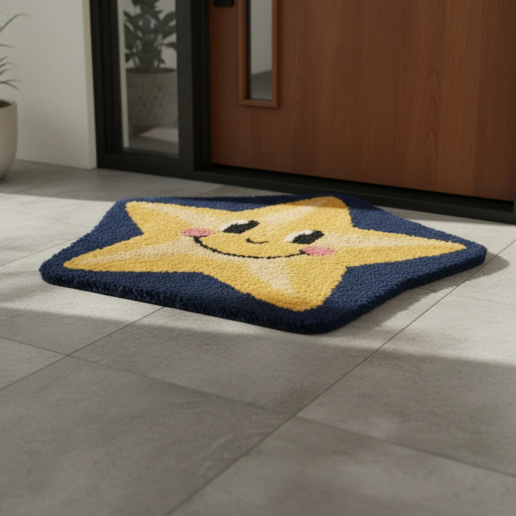 Hand Tufted Cartoon Star Shaped Wool Doormat - View 3