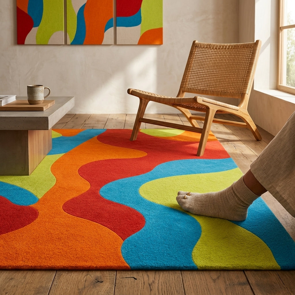 Hand Tufted Moroccan Tribal Boho Wool Area Rug - View 2