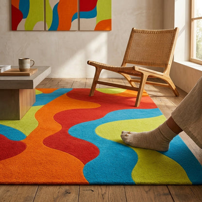 Hand Tufted Moroccan Tribal Boho Wool Area Rug - View 2