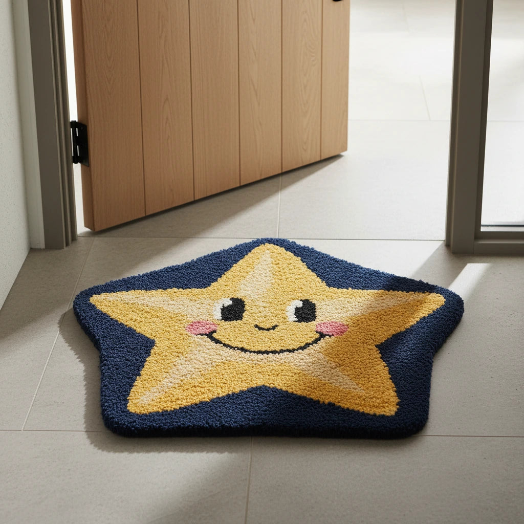 Hand Tufted Cartoon Star Shaped Wool Doormat - View 4