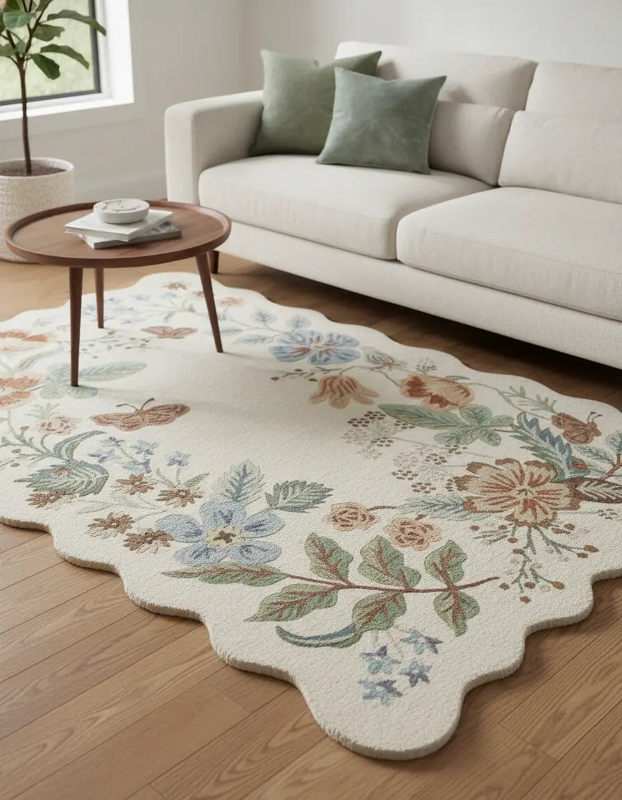 Persian Hand Tufted Wool Carpet 8 | Cypress Tree Design | Natural Wool Anti-Skid Latex Backing – View 4