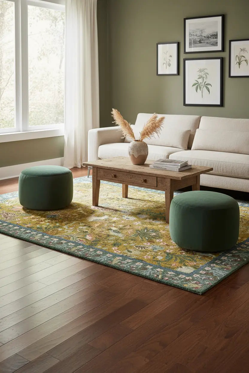 Persian Hand Tufted Wool Carpet 15 | Shah Abbasi Design | Natural Wool Anti-Skid Latex Backing – View 6
