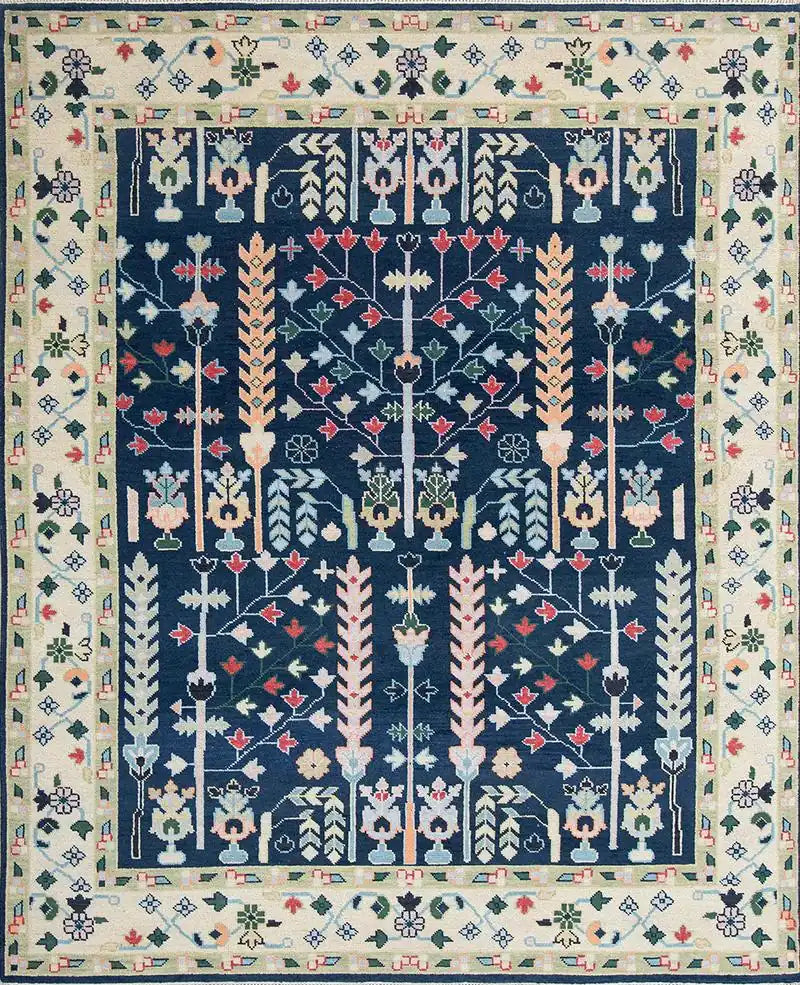 Persian Hand Tufted Wool Carpet 16 | Vase Design | Natural Wool Anti-Skid Latex Backing