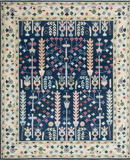 Persian Hand Tufted Wool Carpet 16 | Vase Design | Natural Wool Anti-Skid Latex Backing