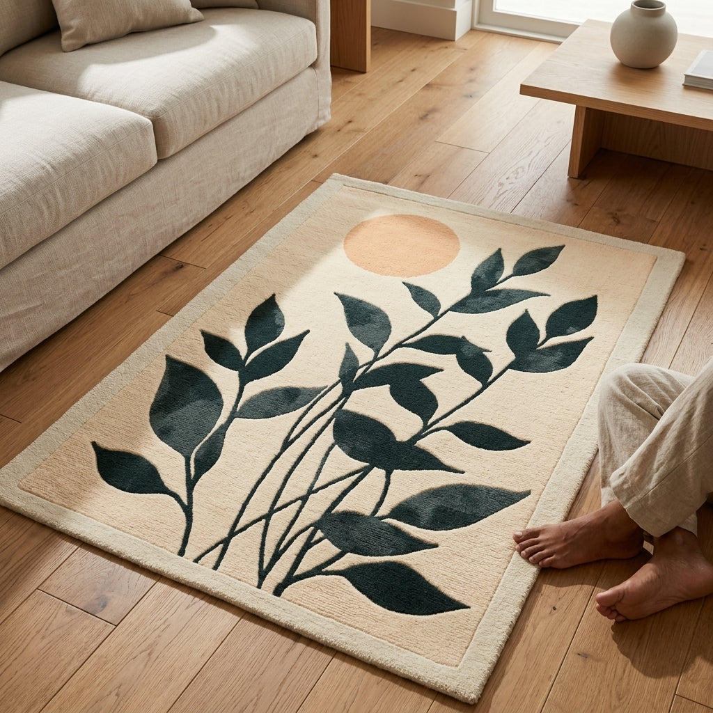 Hand Tufted Luxury Floral Damask Wool Area Rug - View 3