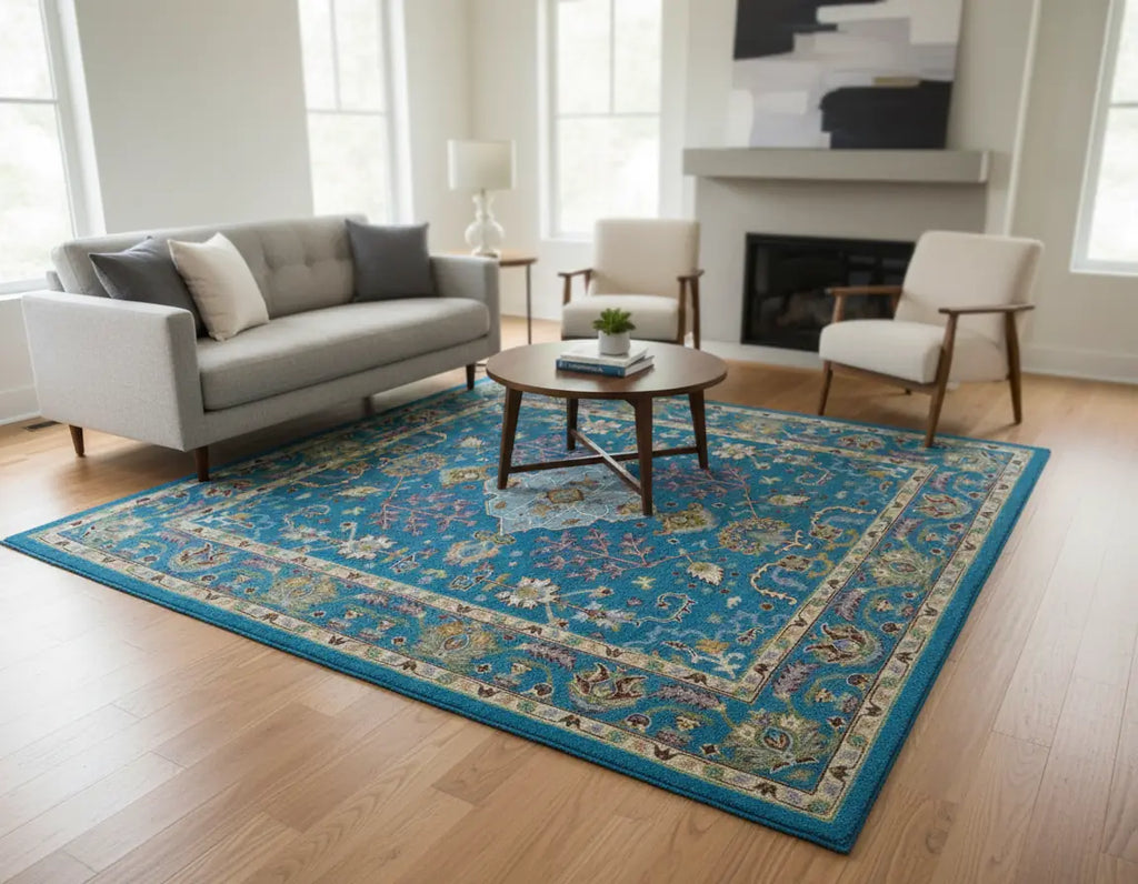 Persian Hand Tufted Wool Carpet 24 | Silk Road Design | Natural Wool Anti-Skid Latex Backing – View 4