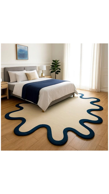 Blue Wavy Border hand-tufted rug, image 6