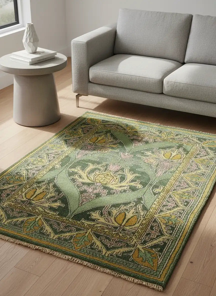 Persian Hand Tufted Wool Carpet 5 | Boteh Design | Natural Wool Anti-Skid Latex Backing – View 7