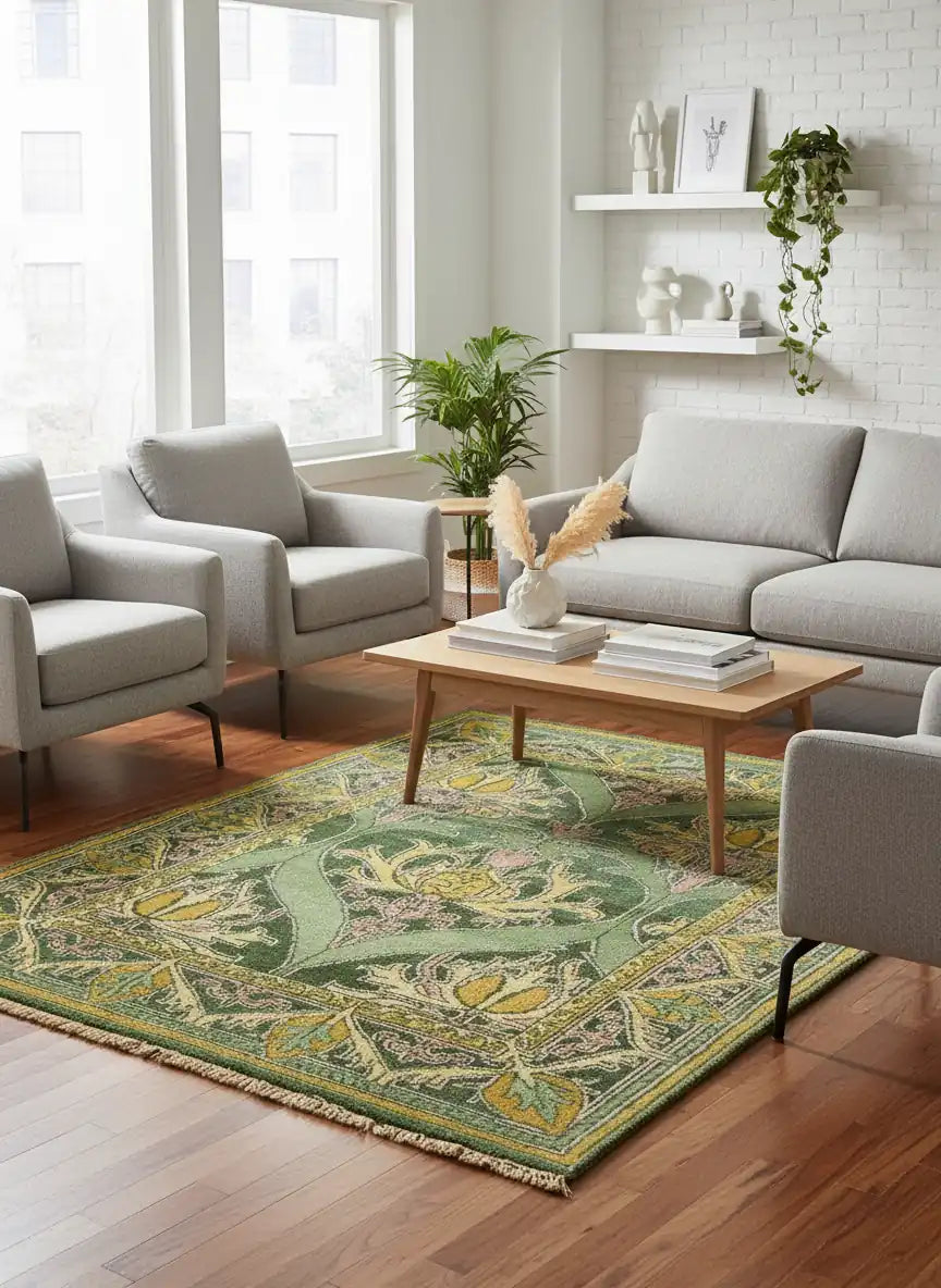 Persian Hand Tufted Wool Carpet 5 | Boteh Design | Natural Wool Anti-Skid Latex Backing – View 2