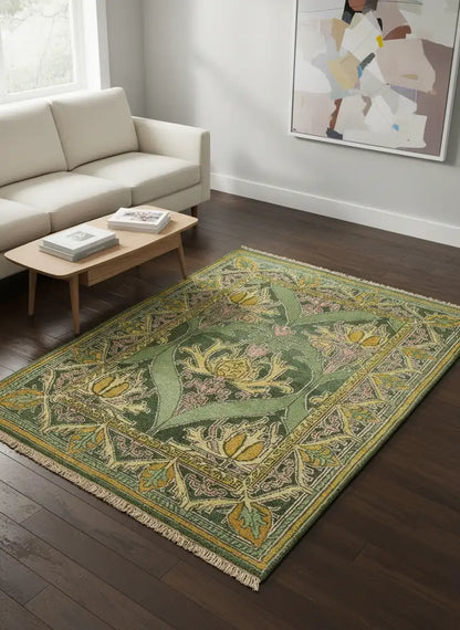 Persian Hand Tufted Wool Carpet 5 | Boteh Design | Natural Wool Anti-Skid Latex Backing – View 3