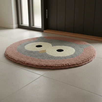 Hand Tufted Owl Eyes Round Wool Doormat - View 4