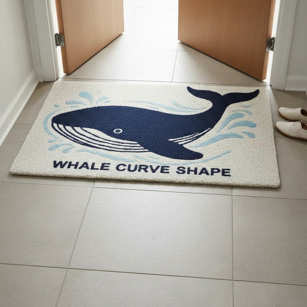 Hand Tufted Whale Shaped Wool Doormat