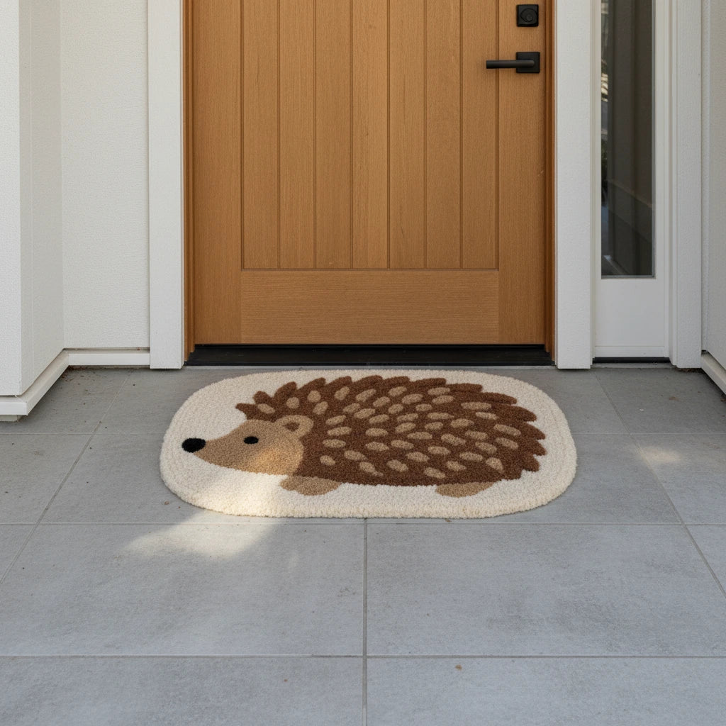 Hand Tufted Hedgehog Shaped Wool Doormat