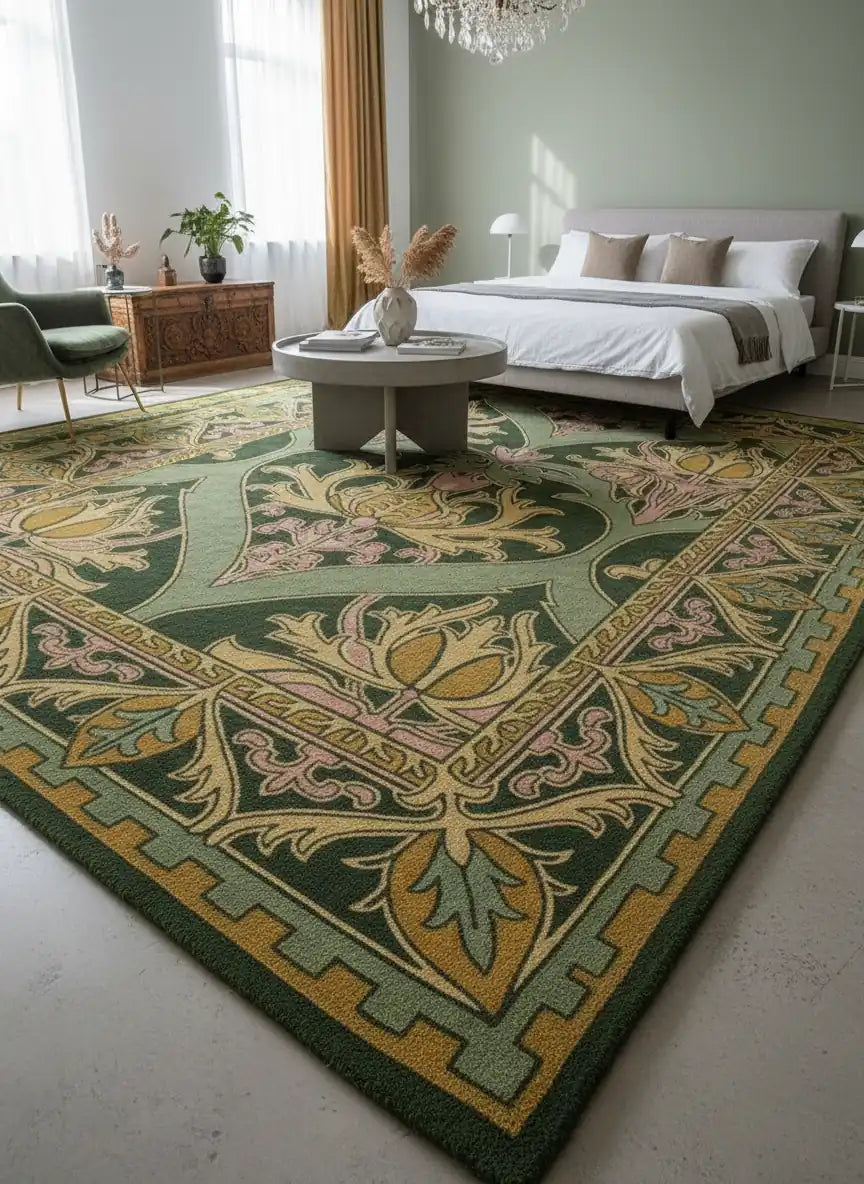 Persian Hand Tufted Wool Carpet 23 | Tribal Design | Natural Wool Anti-Skid Latex Backing – View 4