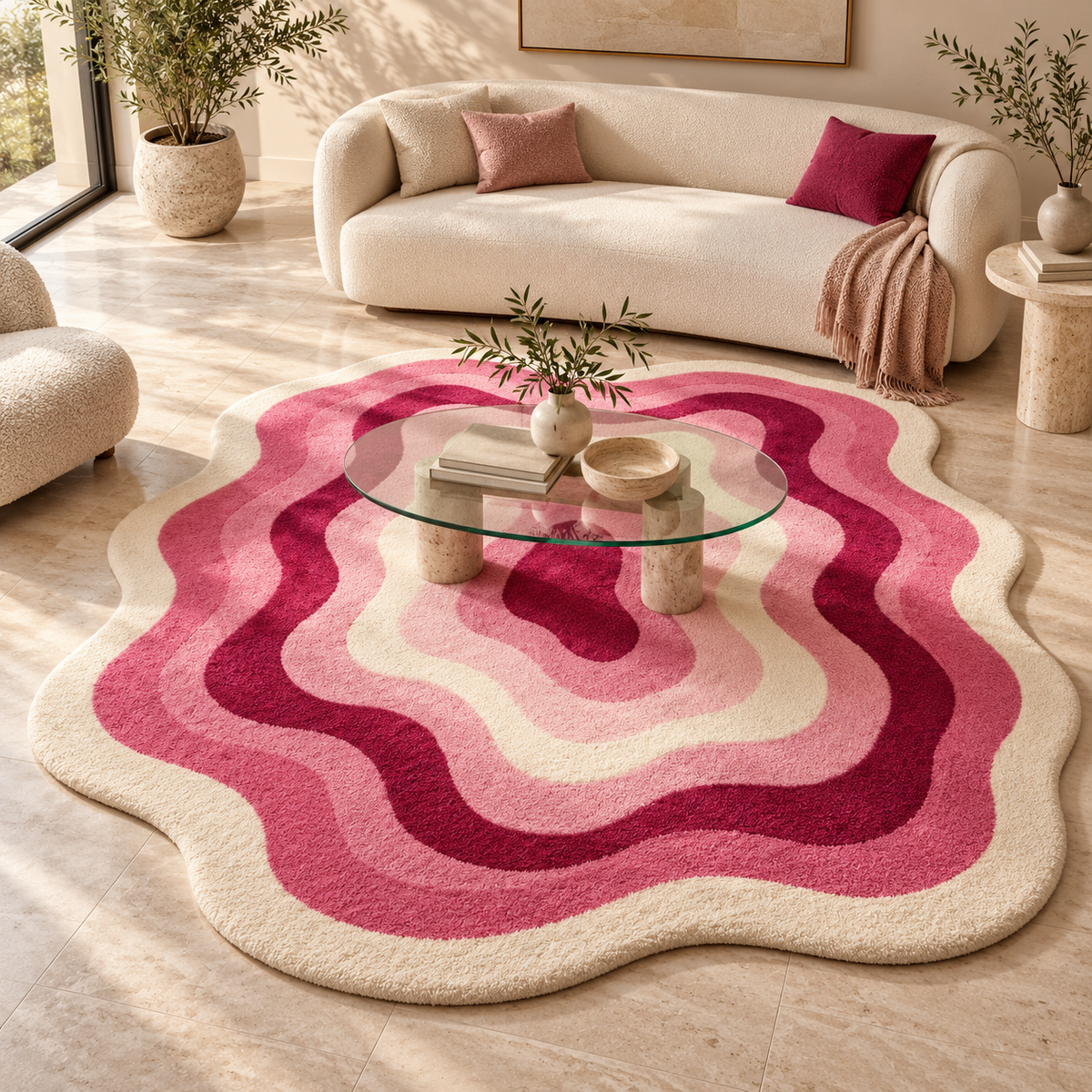 Pink Layered Flower hand-tufted rug, image 4